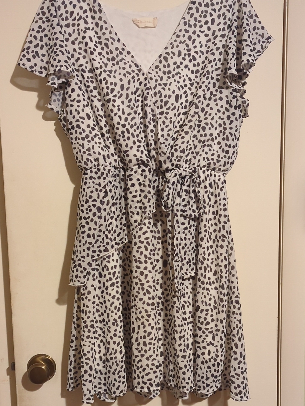 Altar'd State White Dress with Black Spot Print